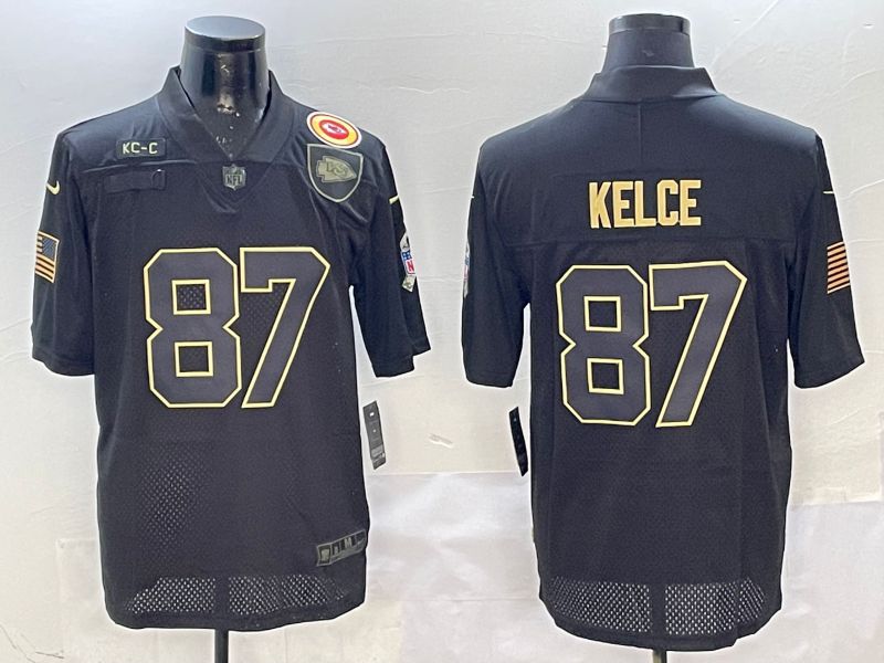 Men Kansas City Chiefs 87 Kelce Black 2025 Nike Salute to Service Limited NFL Jersey style 1